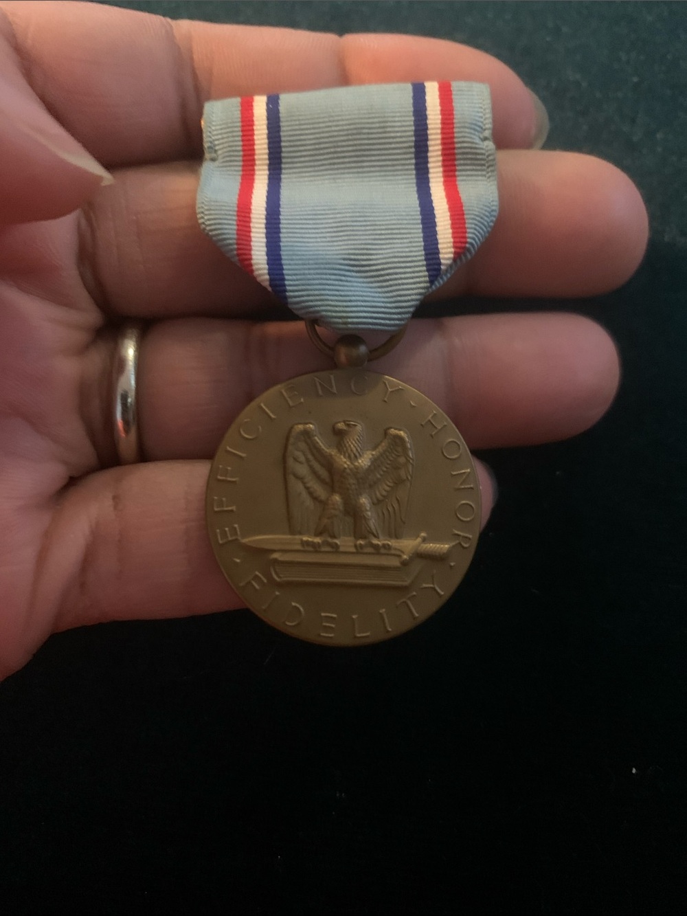 Vintage US Air Force Army Medal with Light Blue Ribbon